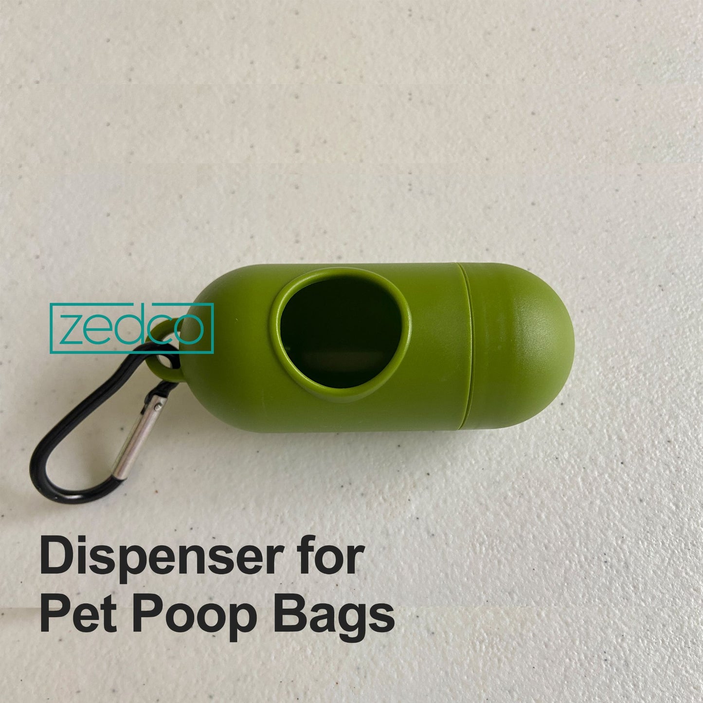 Dispenser for Pet Poop Bags - Metal Carabiner Included, Screw Cap