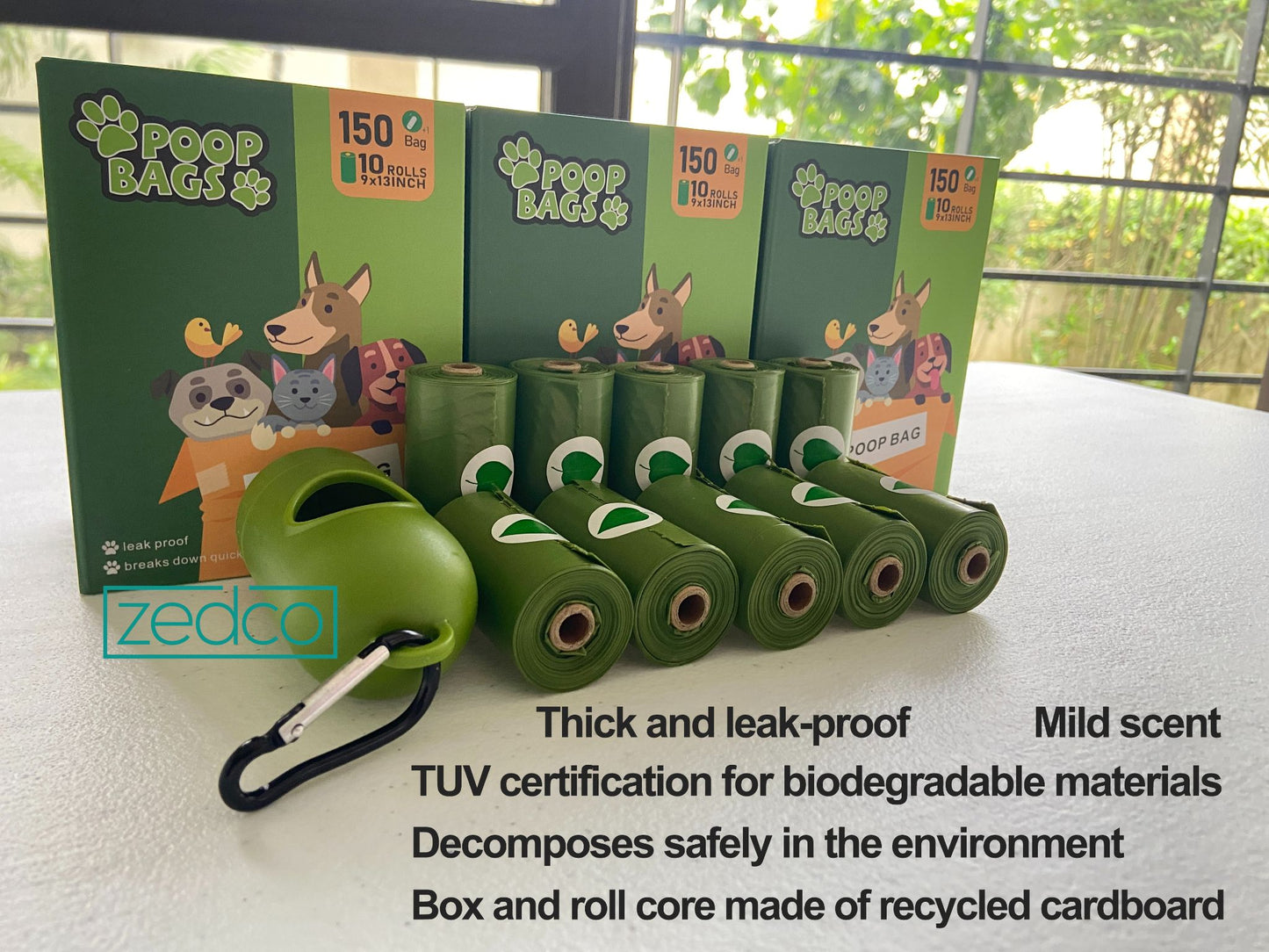 Pet Poop Bags - Biodegradable, Thick and Leak Proof, For Cat or Dog Poop, Mild Scent