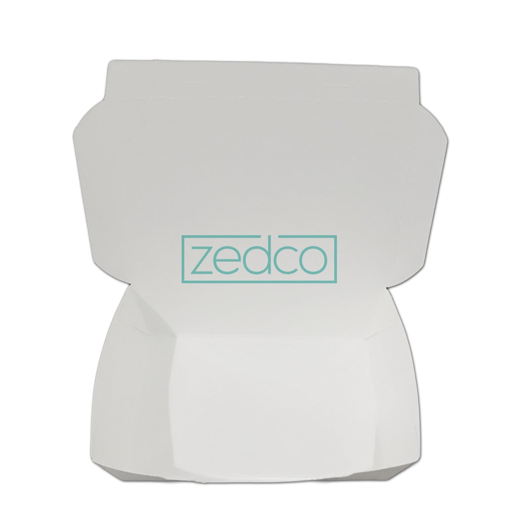 Paper Meal Box - Large - White - White (Front 3/4 View)