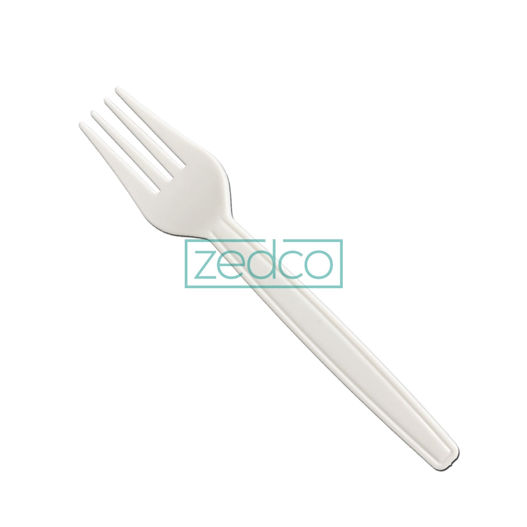 Plastic Fork - Medium White (Budget) / 25 Pcs Forks