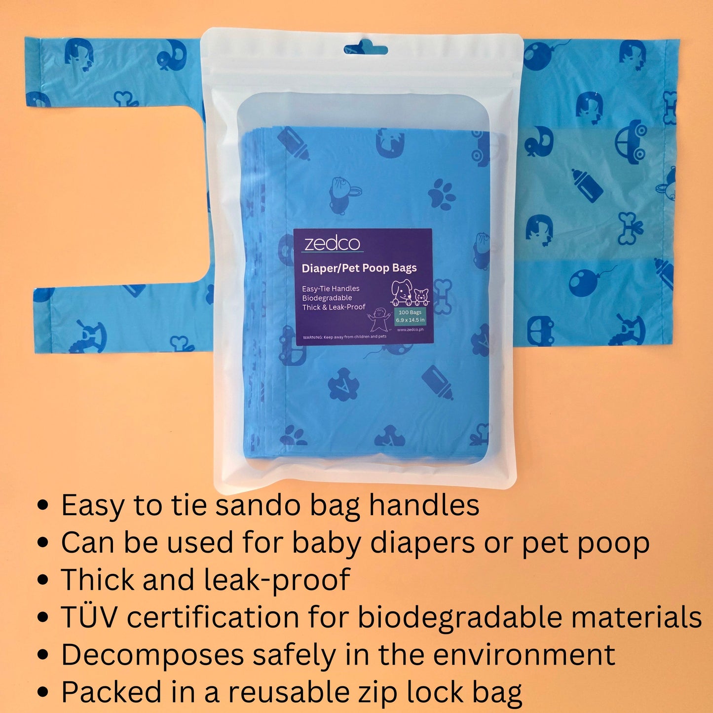 Biodegradable Disposable Diaper/Pet Poop Bags