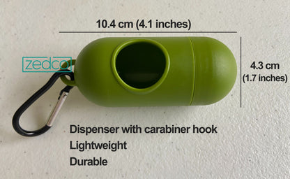Zedco Dispenser for Pet Poop Bags - Metal Carabiner Included, Screw Cap
