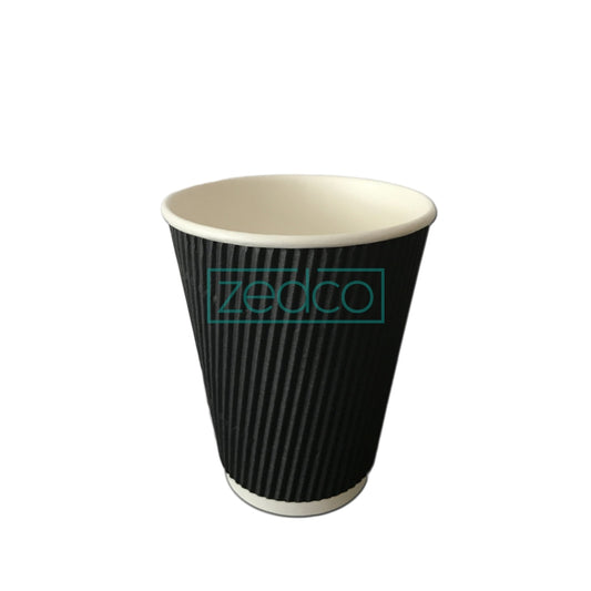 Paper Cup 12 oz (Rippled) - Black