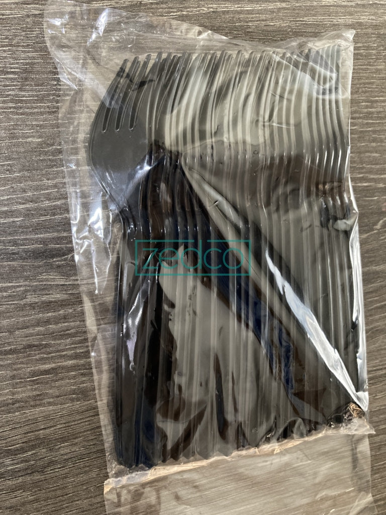 Plastic Fork - Medium White Or Black (25 Pcs) Forks
