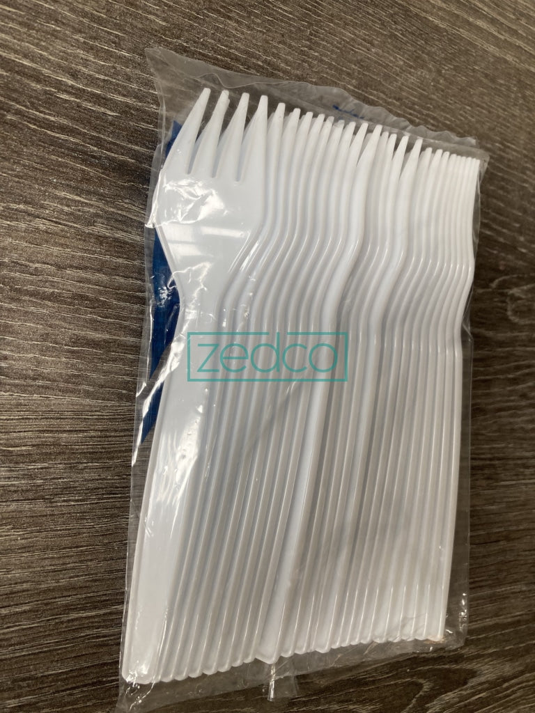 Plastic Fork - Medium White Or Black (25 Pcs) Forks