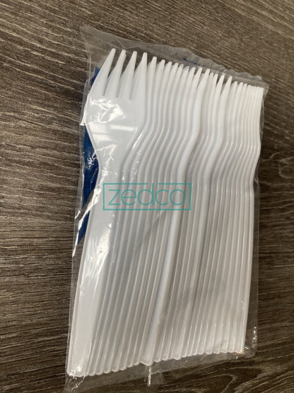 Plastic Fork - Medium White Or Black (25 Pcs) Forks