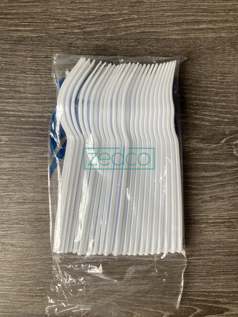 Plastic Fork - Medium White Or Black (25 Pcs) Forks